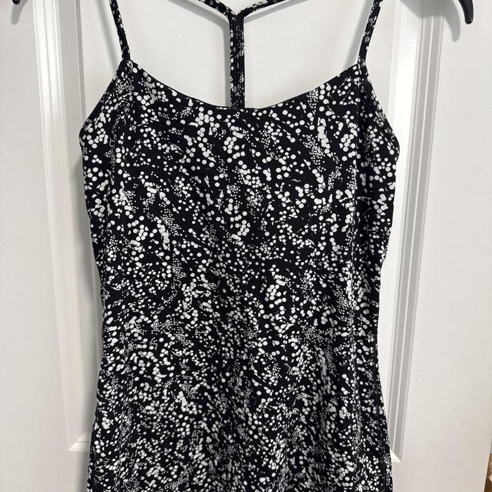 Women Black White Ditsy Floral Slip Dress